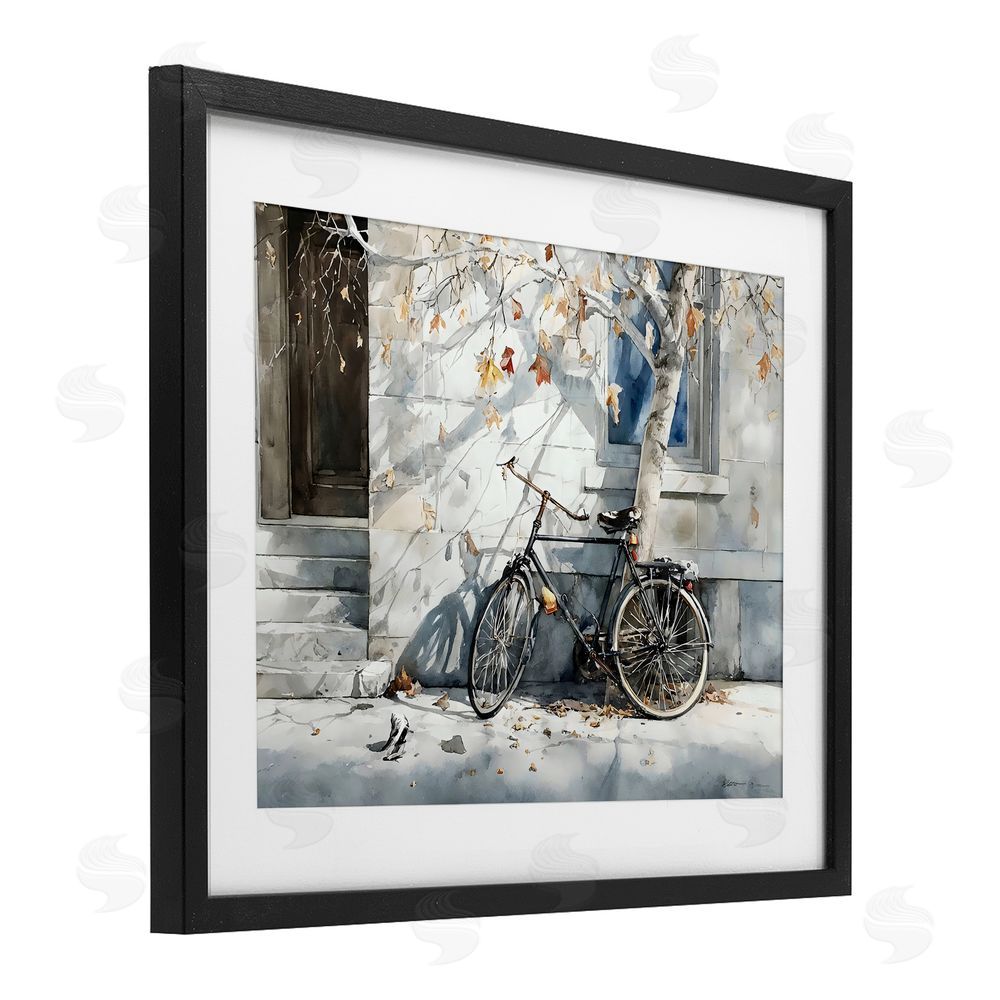 Franklyn Gregory Autumn Ride on Quiet Street Black Framed Print Under Glass with Matting Wall Art