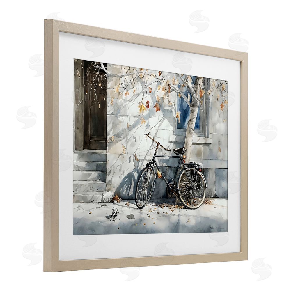 Franklyn Gregory Autumn Ride on Quiet Street Brown Framed Print Under Glass with Matting Wall Art