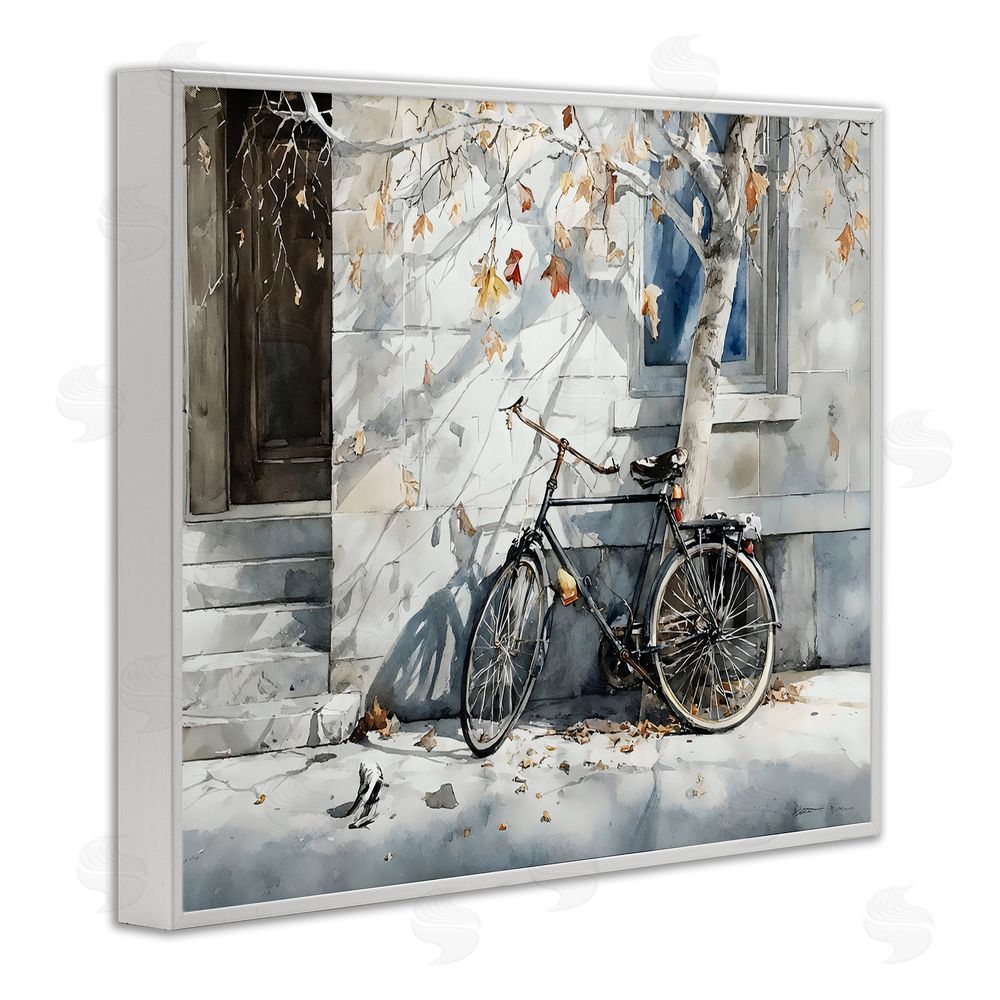 Franklyn Gregory Autumn Ride on Quiet Street White Framed Giclee Wall Art Print