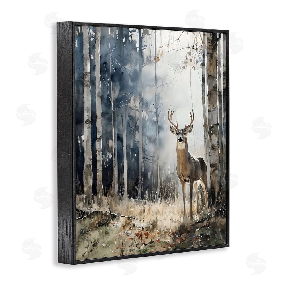 Franklyn Gregory Deer In The Woods Black Framed Giclee Wall Art Print