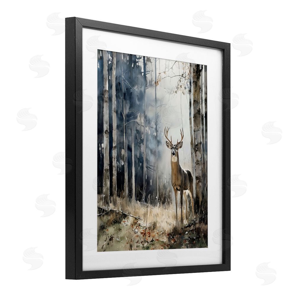 Franklyn Gregory Deer In The Woods Black Framed Print Under Glass Wall Art