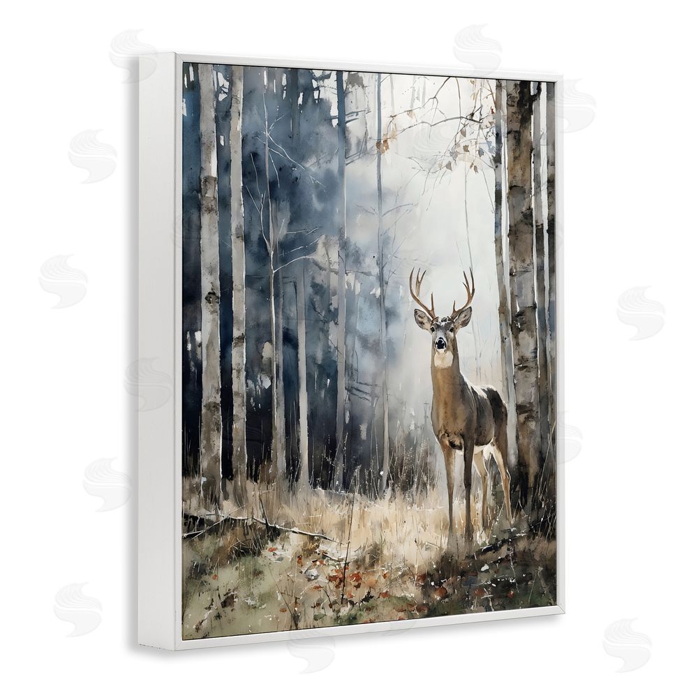 Franklyn Gregory Deer In The Woods White Framed Giclee Wall Art Print
