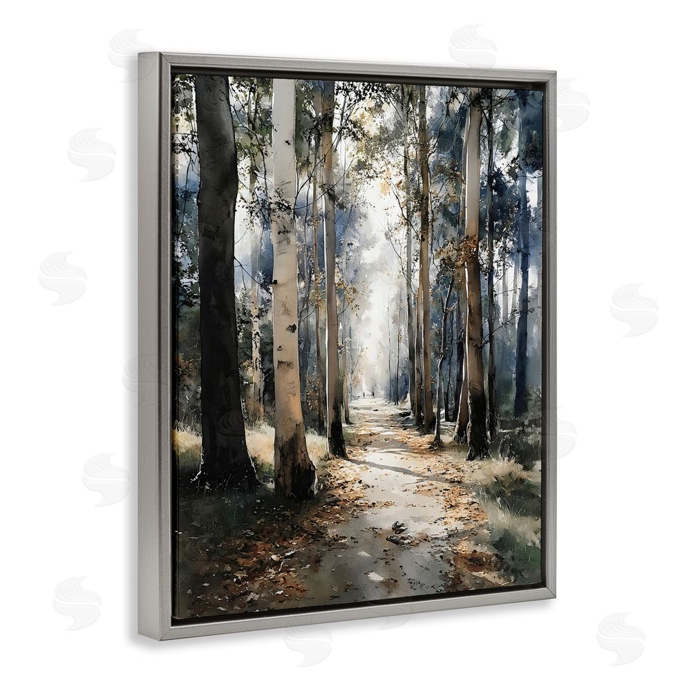 Franklyn Gregory Path in Autumn Light Gray Floating Framed Canvas Wall Art