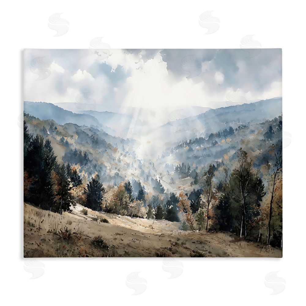 Franklyn Gregory Sunlit Fall Valley Beams Stretched Canvas Wall Art Print