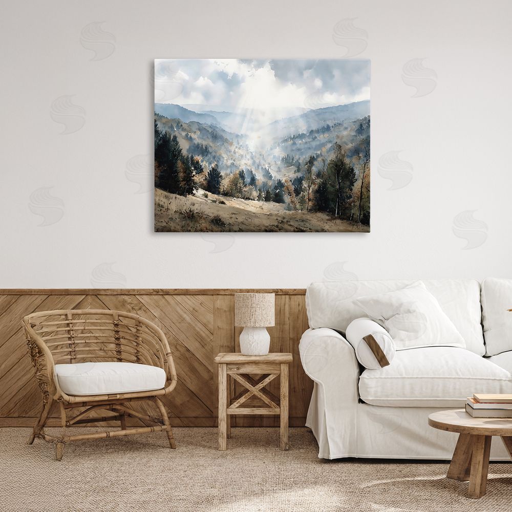 Franklyn Gregory Sunlit Fall Valley Beams Stretched Canvas on Wall