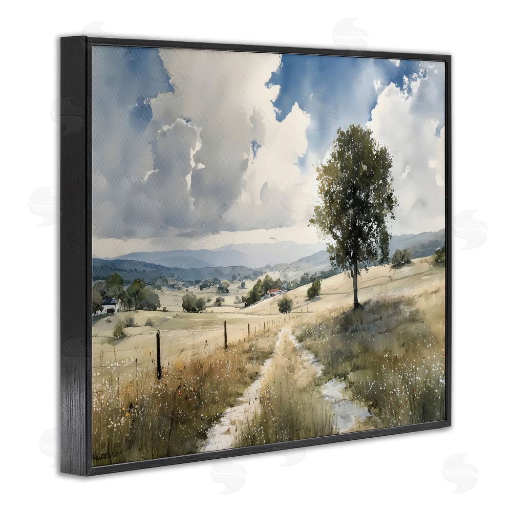 Franklyn Gregory Wagon Road Through Meadow Black Framed Giclee Wall Art Print
