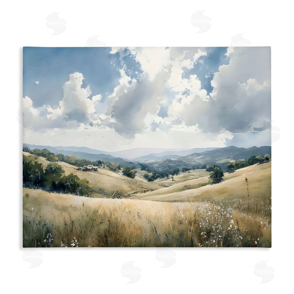 Franklyn Gregory Distant Hill House in Meadow Stretched Canvas Wall Art