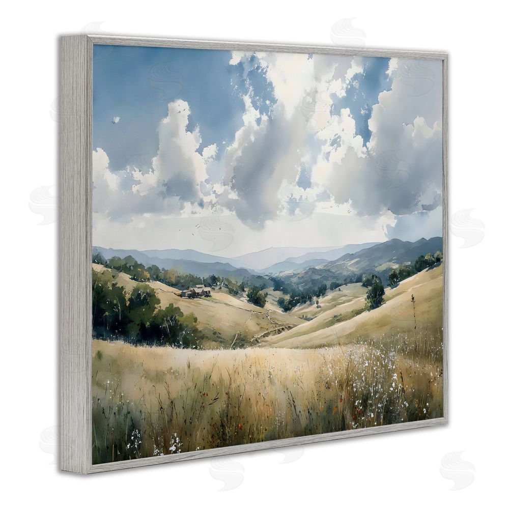 Franklyn Gregory Distant Hill House in Meadow Gray Framed Giclee Wall Art Print