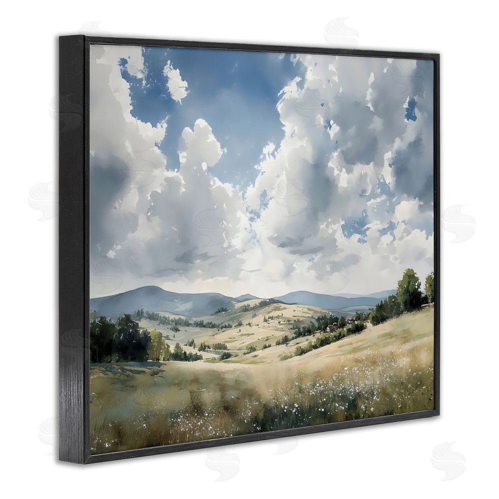 Franklyn Gregory Cloudy Hills Meadow Black Framed Giclee Wall Art Print