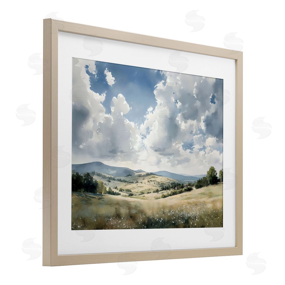 Franklyn Gregory Cloudy Hills Meadow Brown Framed Print Under Glass Wall Art