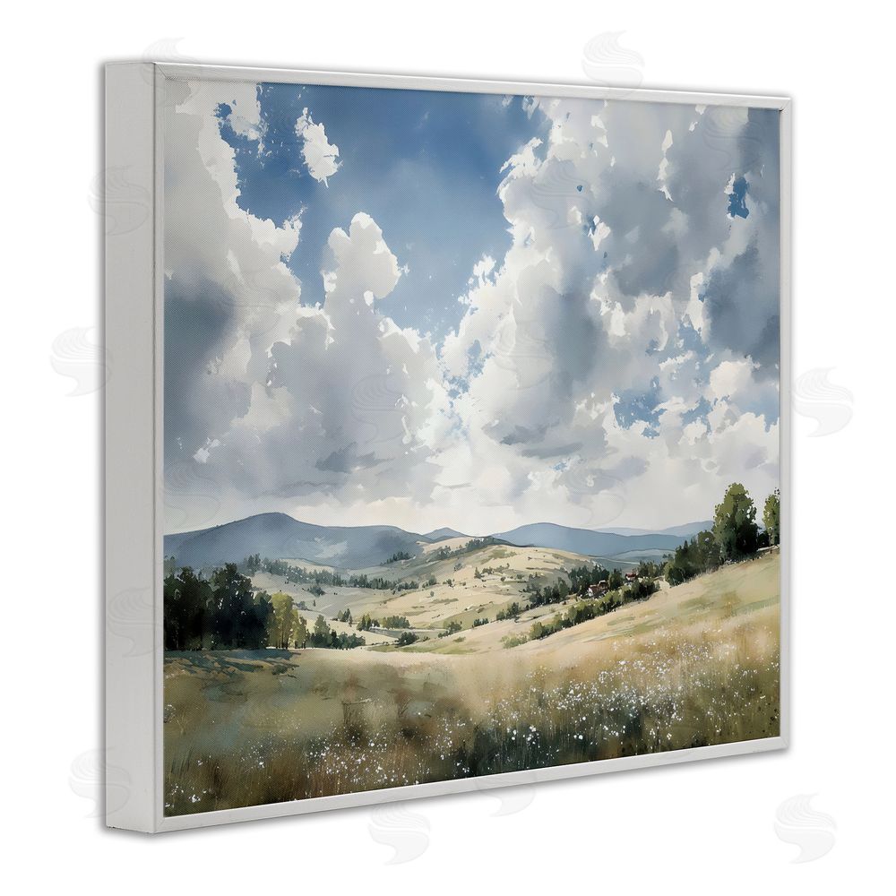 Franklyn Gregory Cloudy Hills Meadow White Framed Giclee Wall Art Print