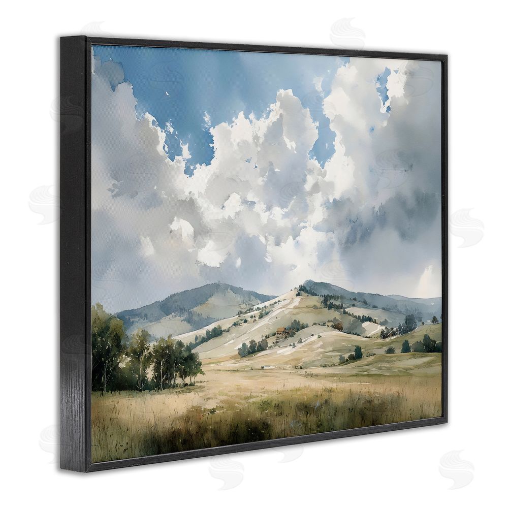 Franklyn Gregory Tranquil Hills Meadow Black Framed Giclee Wall Art Print