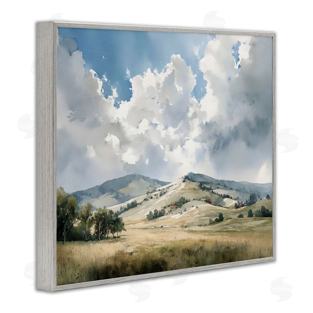 Franklyn Gregory Tranquil Hills Meadow Gray Framed Giclee Wall Art Print