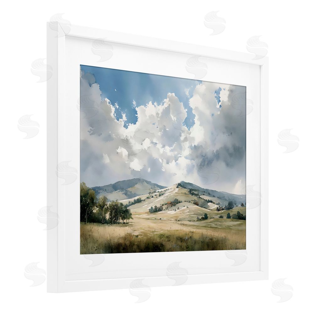 Franklyn Gregory Tranquil Hills Meadow White Framed Print Under Glass with White Mat Wall Art