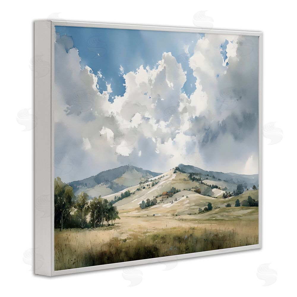 Franklyn Gregory Tranquil Hills Meadow White Framed Giclee Wall Art Print