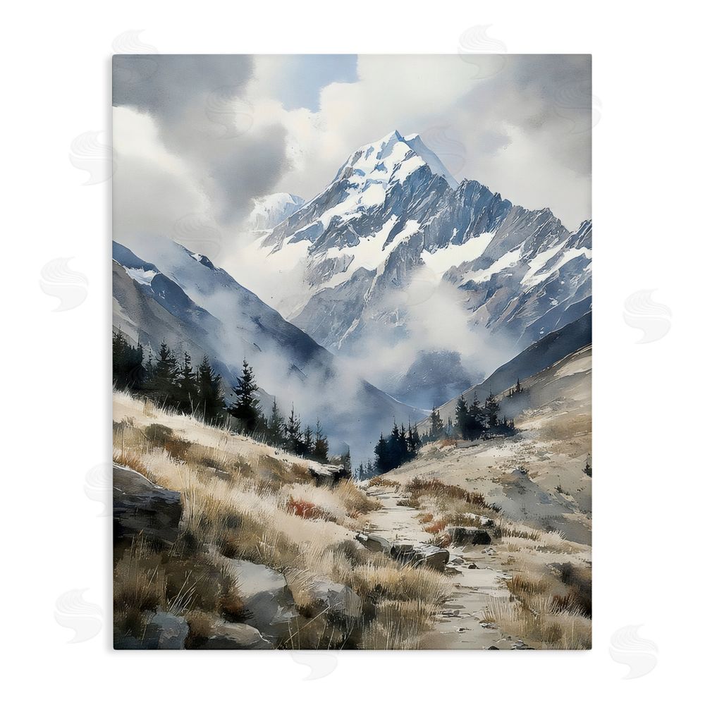 Franklyn Gregory Snow Caps Mountain Peaks Stretched Canvas Wall Art Print