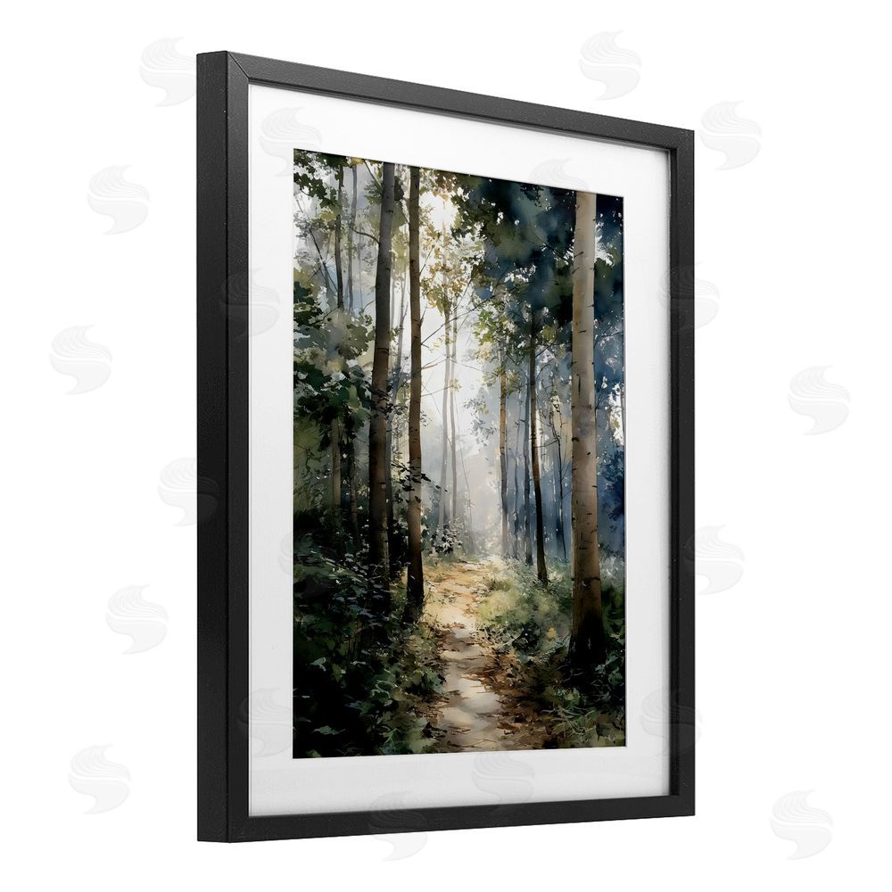 Franklyn Gregory Forest Path in Morning Black Framed Print Under Glass Wall Art