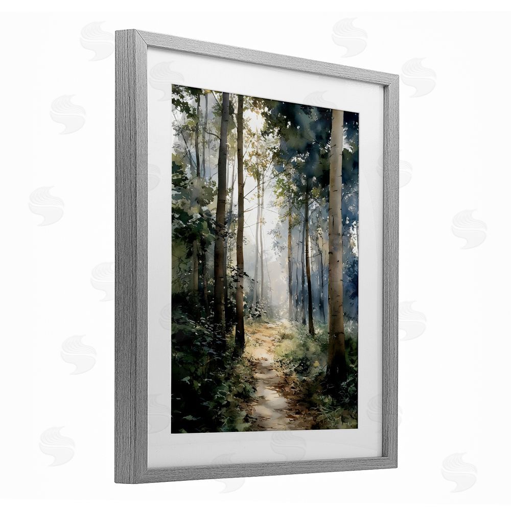 Franklyn Gregory Forest Path in Morning Gray Framed Print Under Glass Wall Art