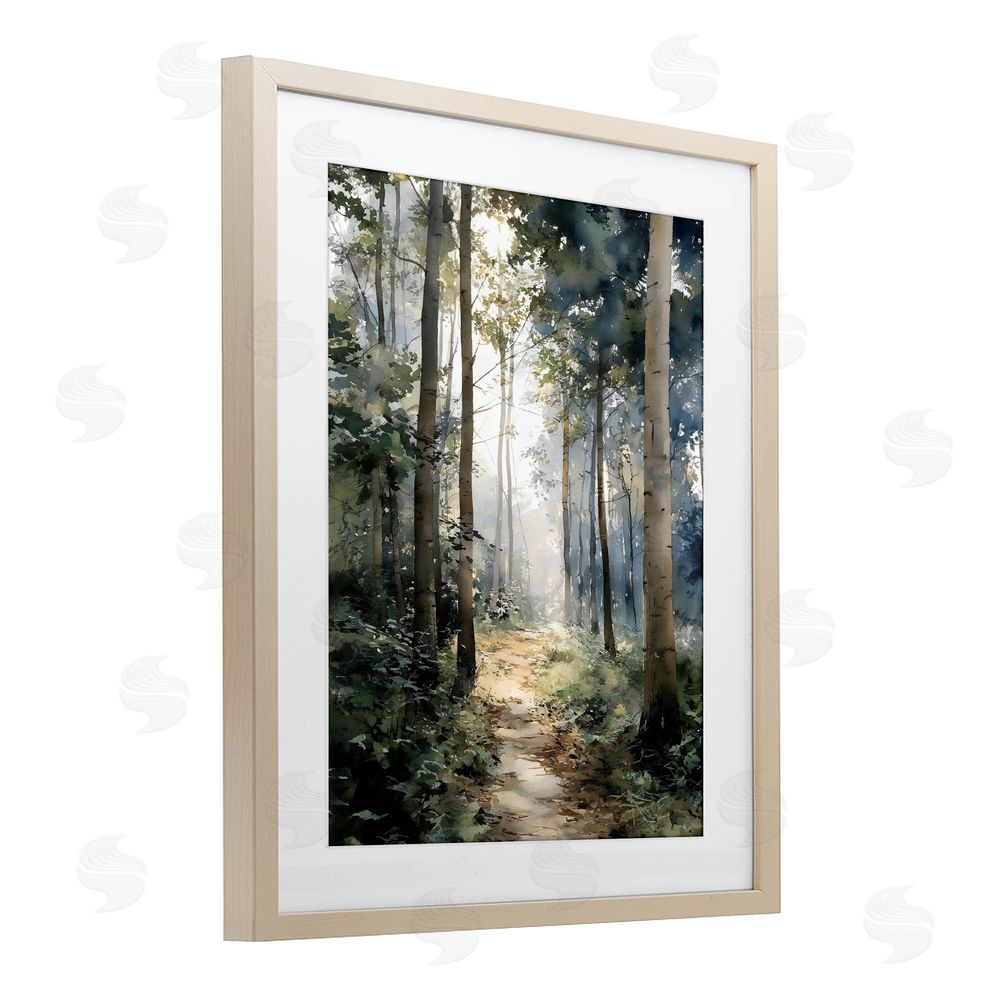 Franklyn Gregory Forest Path in Morning Brown Framed Print Under Glass Wall Art