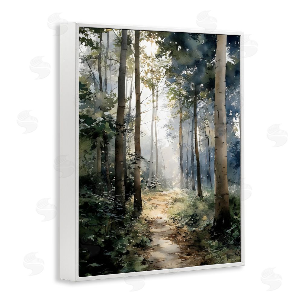 Franklyn Gregory Forest Path in Morning White Framed Giclee Wall Art