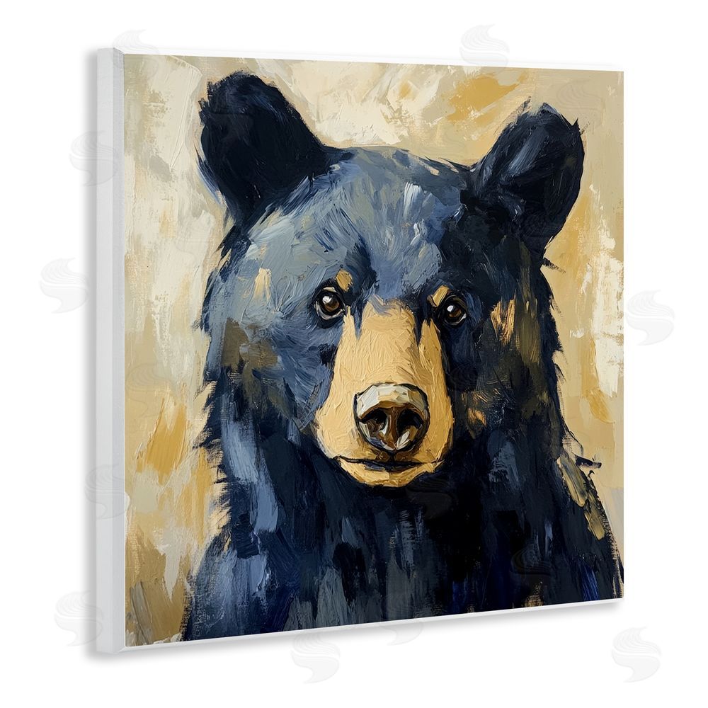 Petal Prints Design Big Bear with Brushstrokes Wall Plaque Art Print with White Foil Wrap