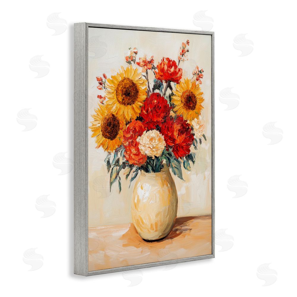 Petal Prints Design Charming Bouquet of Fall Gray Framed Giclee Print Wall Art