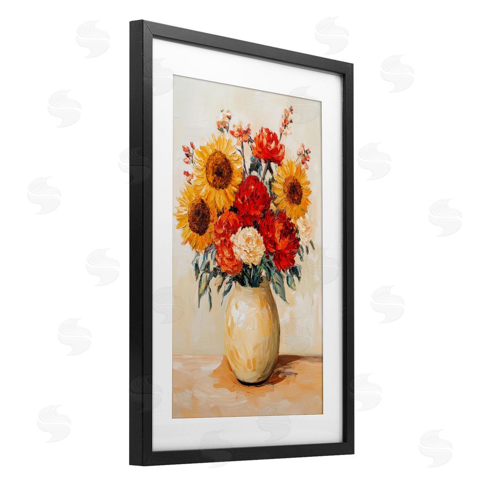 Petal Prints Design Charming Bouquet of Fall Black Framed Print Under Glass Wall Art