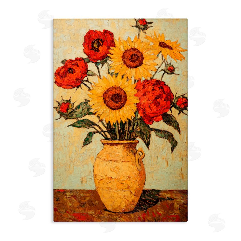 Petal Prints Design Rustic Flower Display Stretched Canvas Wall Art Print
