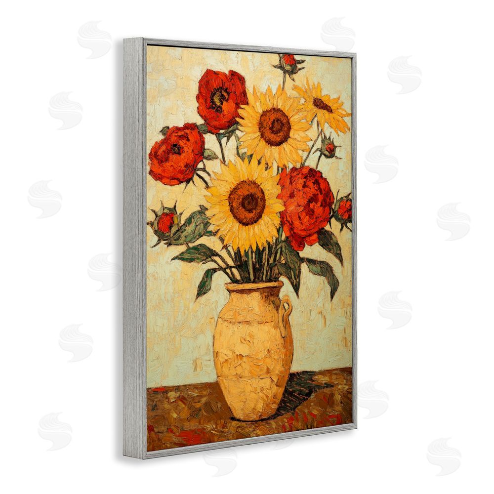 Petal Prints Design Rustic Flower Display Gray Framed Giclee Print Wall Art