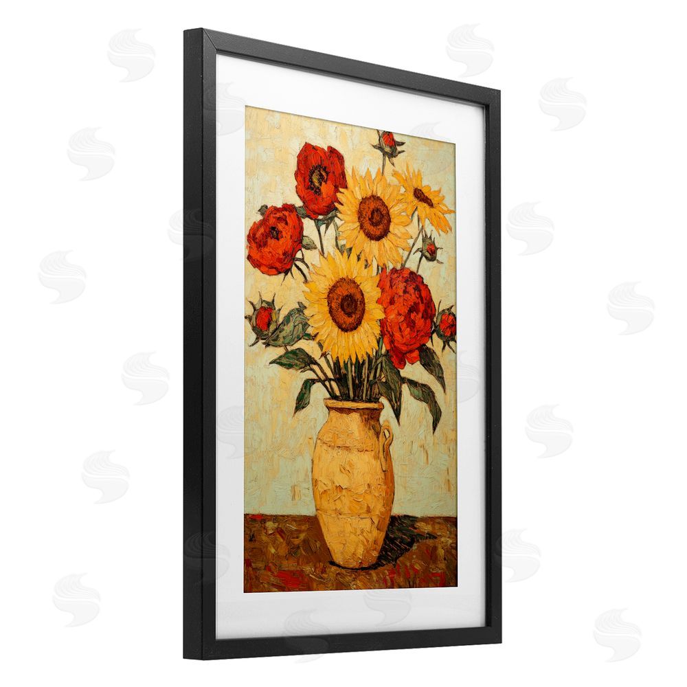 Petal Prints Design Rustic Flower Display Black Framed Print Under Glass Wall Art