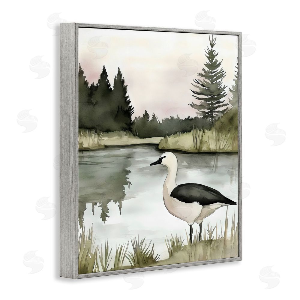 Riley B Springtime Serenity Duck Gray Framed Giclee Wall Art Print