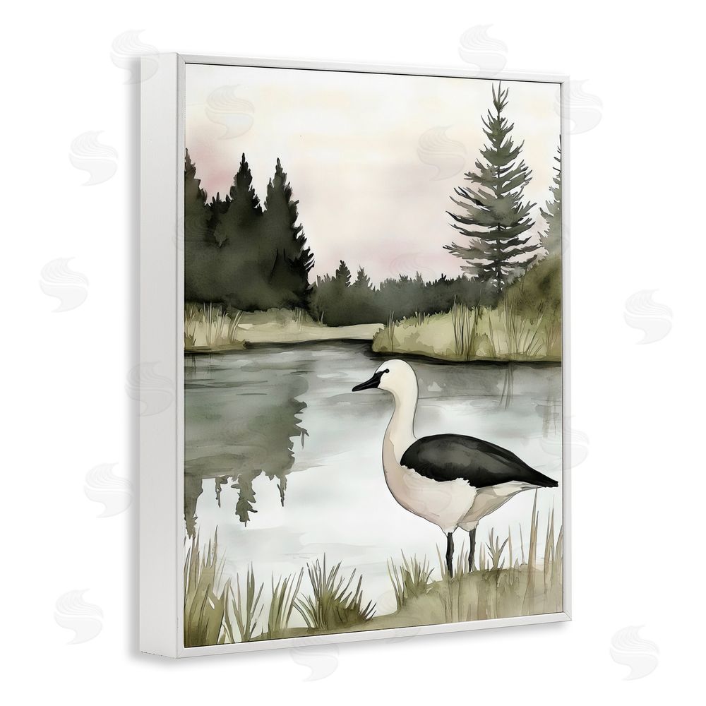 Riley B Springtime Serenity Duck White Framed Giclee Wall Art Print