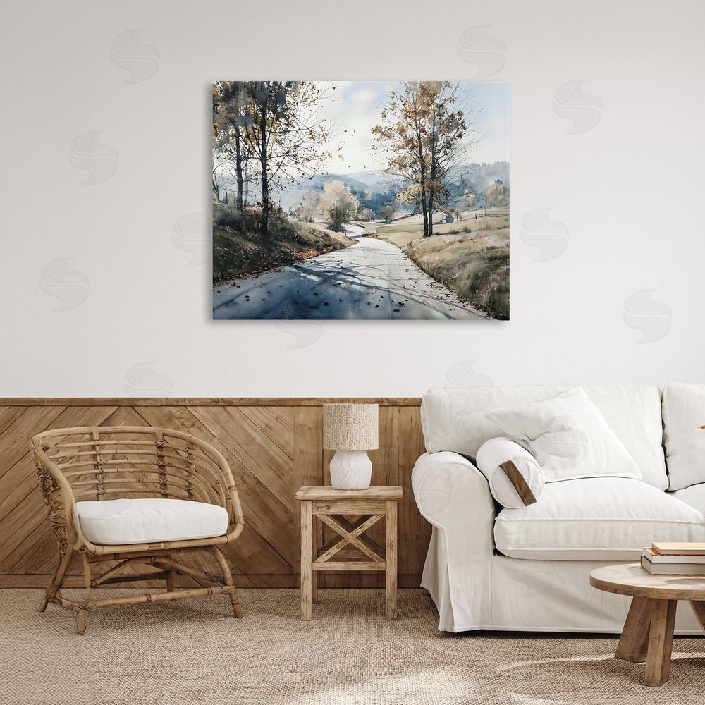 Franklyn Gregory Country Road in Autumn Stretched Canvas Wall Art in Room