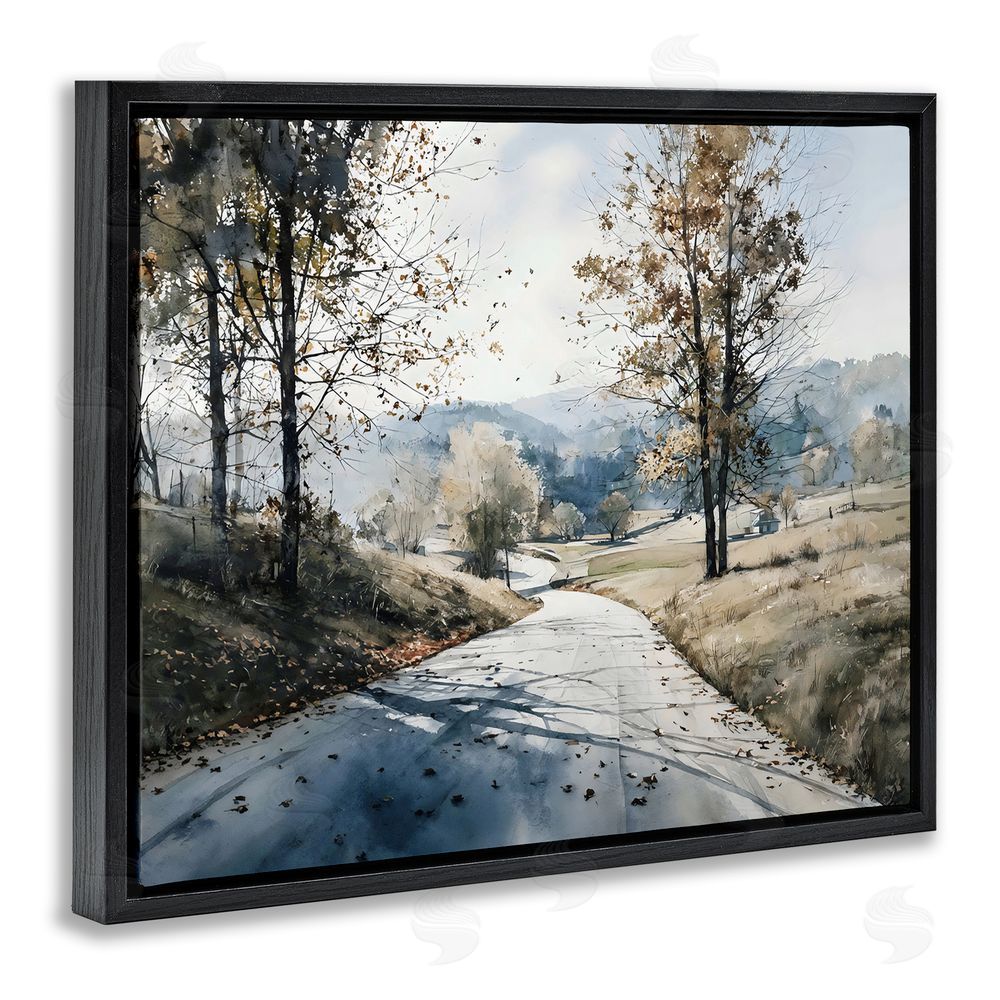 Franklyn Gregory Country Road in Autumn Black Floating Frame Canvas Wall Art Print