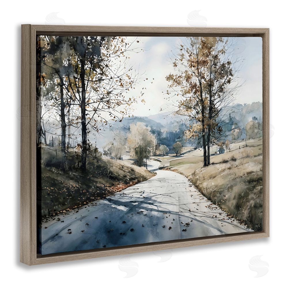 Franklyn Gregory Country Road in Autumn Brown Floating Frame Canvas Wall Art Print