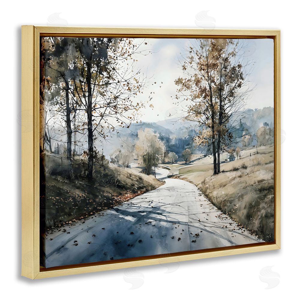 Franklyn Gregory Country Road in Autumn Gold Floating Frame Canvas Wall Art Print