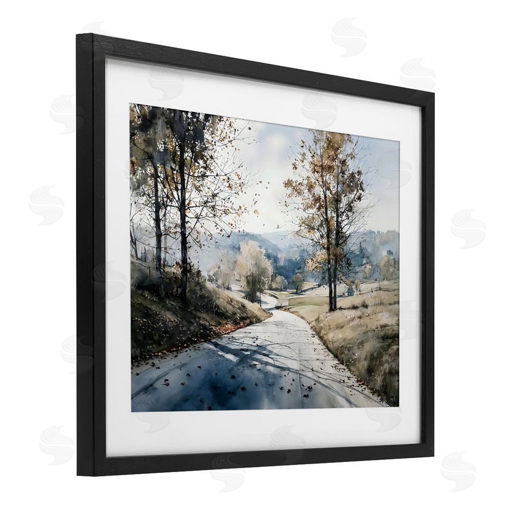 Franklyn Gregory Country Road in Autumn Black Framed Print Under Glass Wall Art