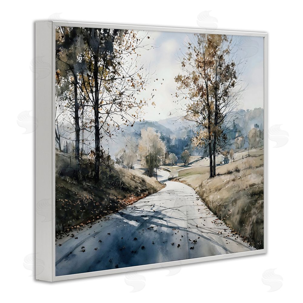 Franklyn Gregory Country Road in Autumn White Framed Giclee Wall Art Print