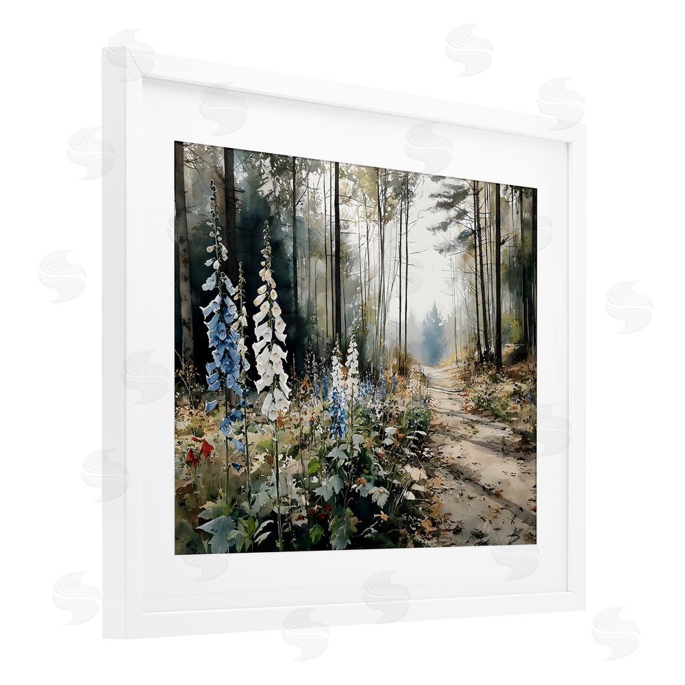 Franklyn Gregory Foxglove Path Sunlit Woods White Framed Print Under Glass Wall Art