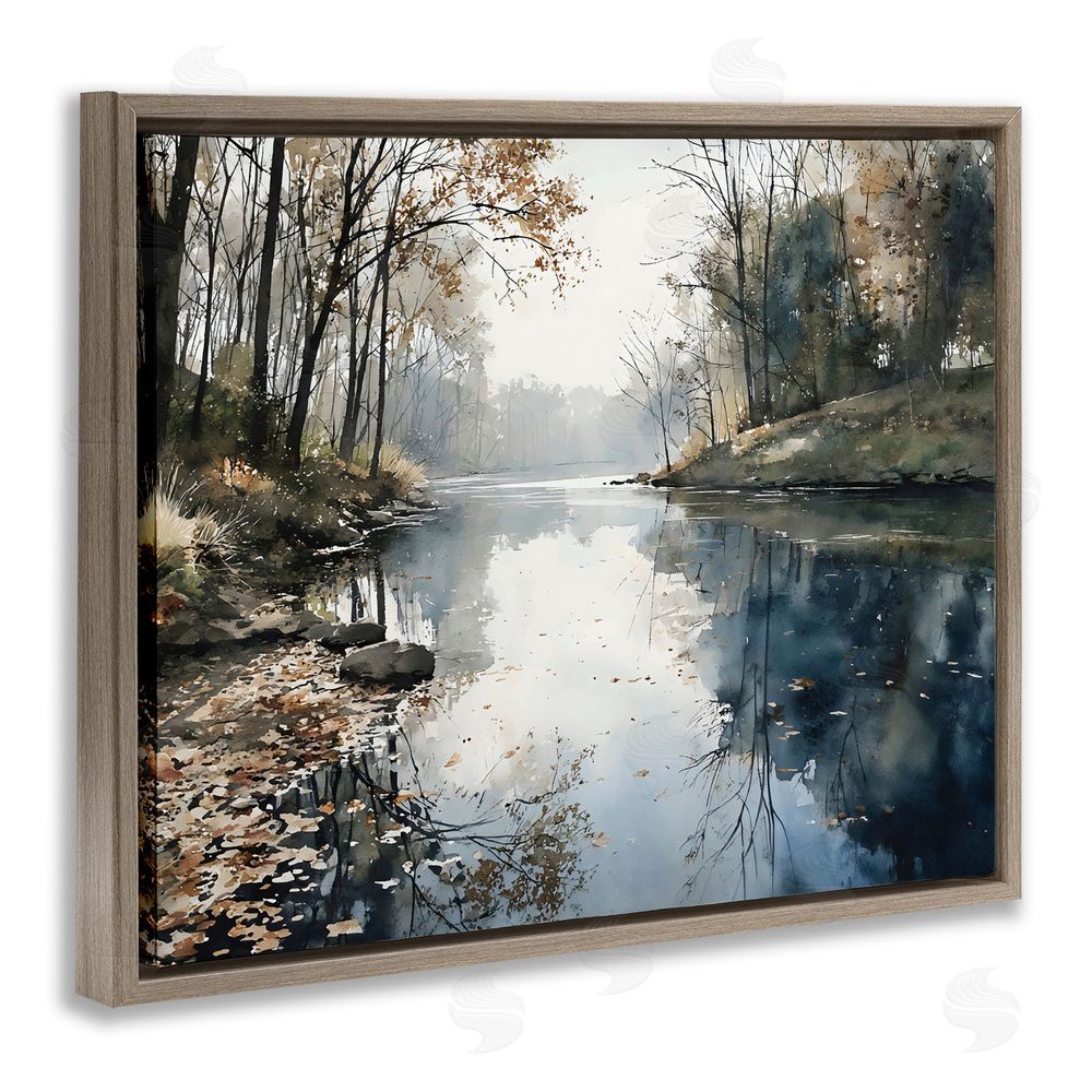 Franklyn Gregory Fall Lake Reflection Brown Floating Framed Canvas Wall Art