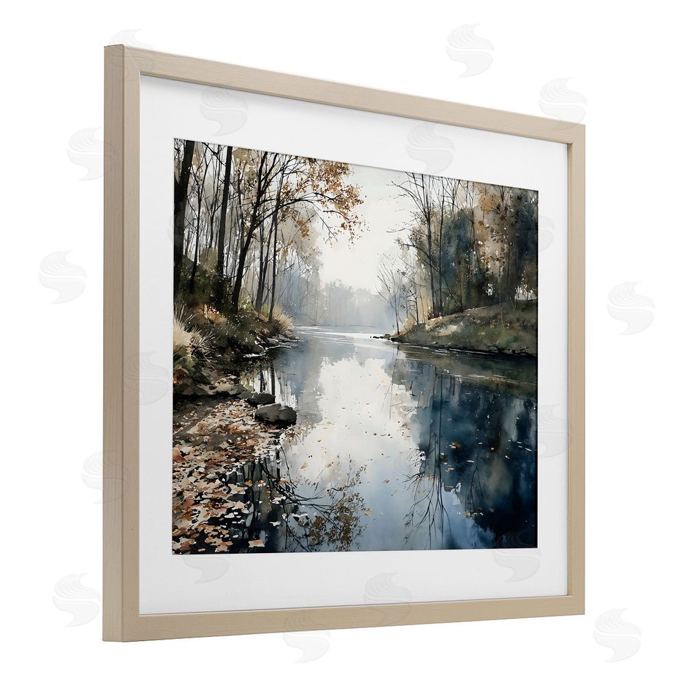Franklyn Gregory Fall Lake Reflection Brown Framed Print Under Glass Wall Art