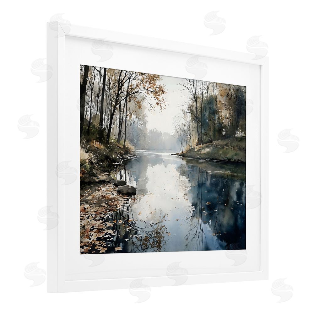 Franklyn Gregory Fall Lake Reflection White Framed Print Under Glass Wall Art