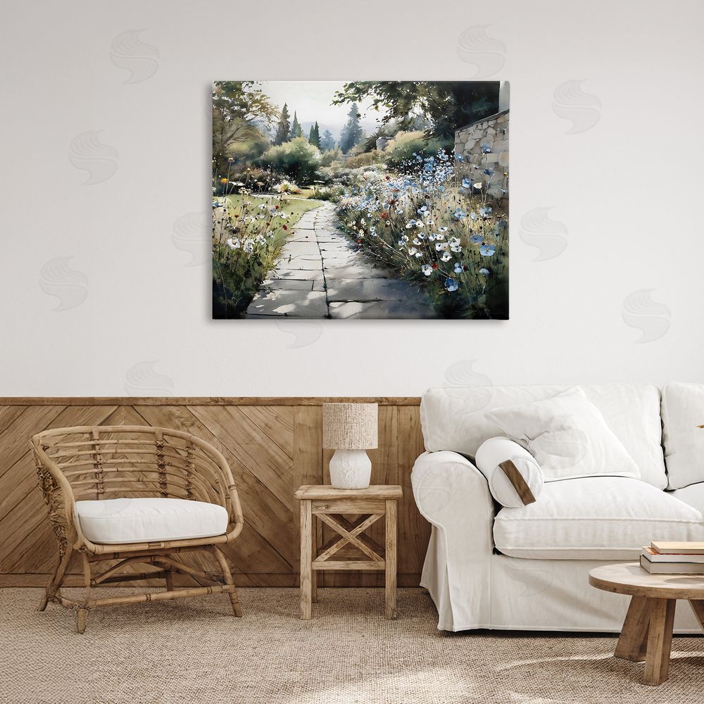 Franklyn Gregory Garden Pathway in Summer Light Stretched Canvas Wall Art in Room