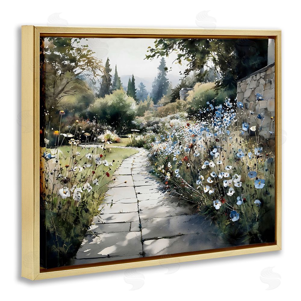 Franklyn Gregory Garden Pathway in Summer Light Gold Floating Framed Canvas Wall Art