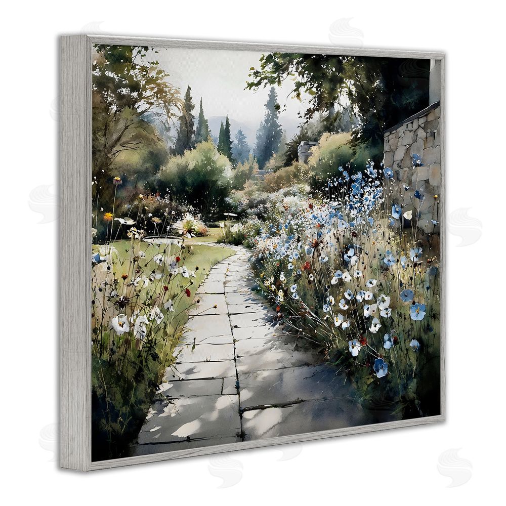 Franklyn Gregory Garden Pathway in Summer Light Gray Framed Giclee Wall Art
