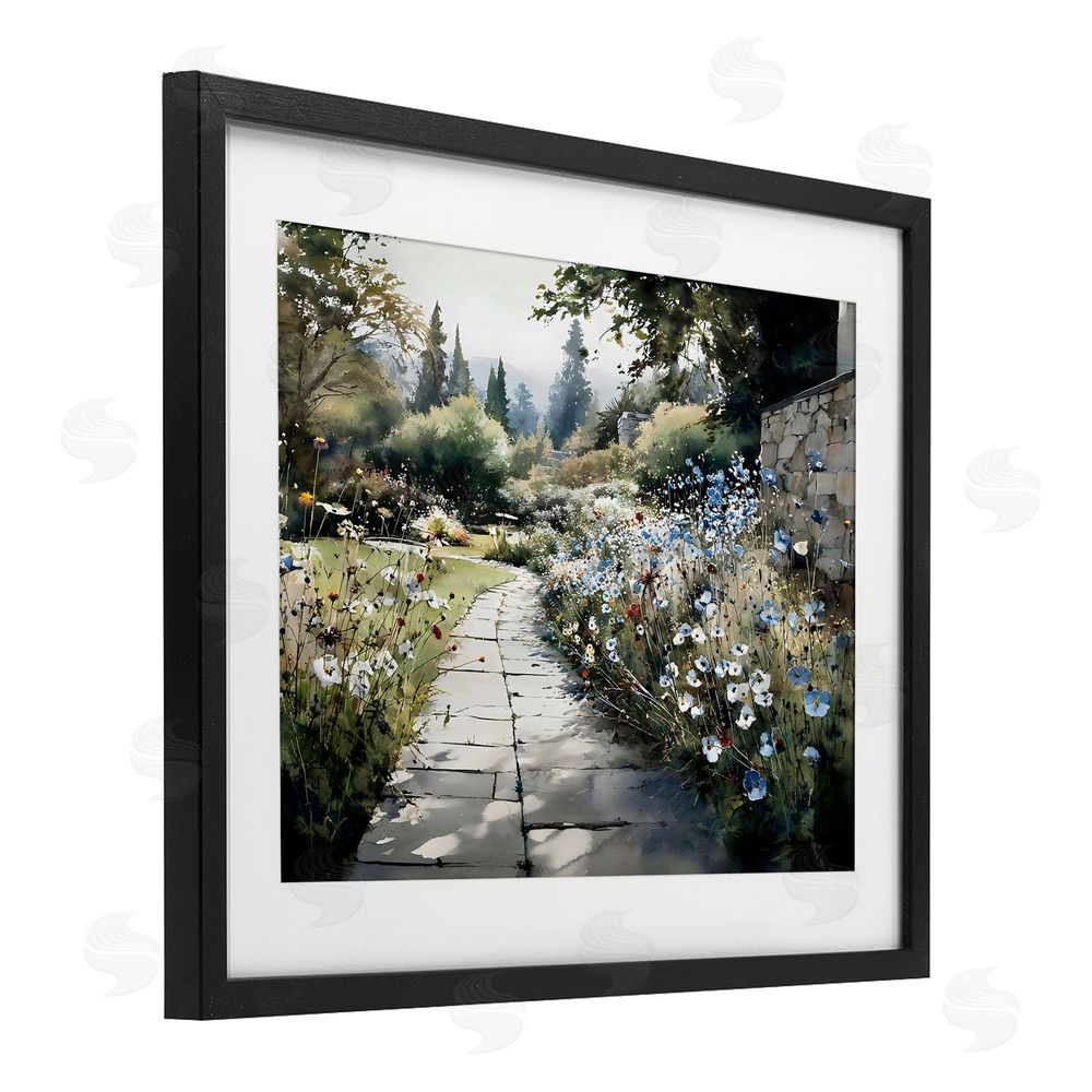 Franklyn Gregory Garden Pathway in Summer Light Black Framed Print Under Glass Wall Art