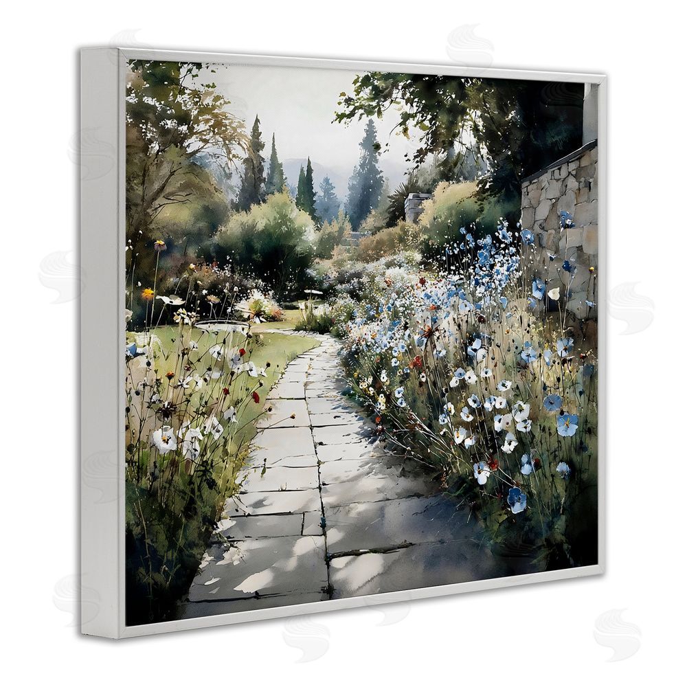 Franklyn Gregory Garden Pathway in Summer Light White Framed Giclee Wall Art