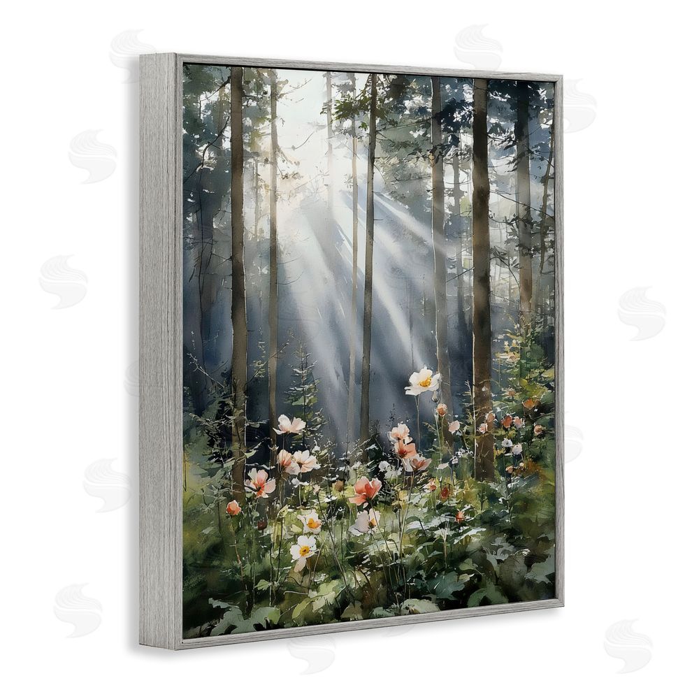 Franklyn Gregory Sunlit Woods In Morning Gray Framed Giclee Wall Art Print