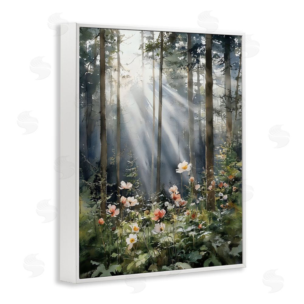 Franklyn Gregory Sunlit Woods In Morning White Framed Giclee Wall Art Print