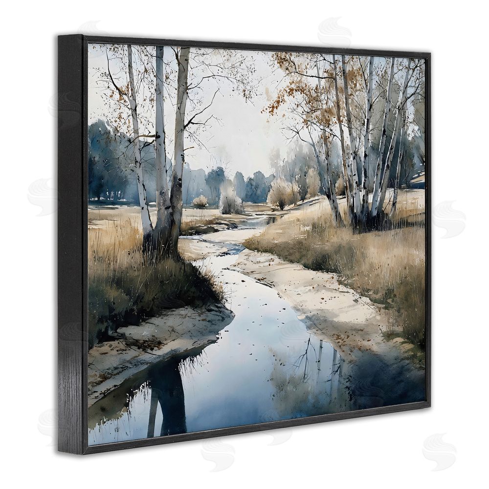 Franklyn Gregory Birch Tree Creek in Autumn Black Framed Giclee Wall Art Print